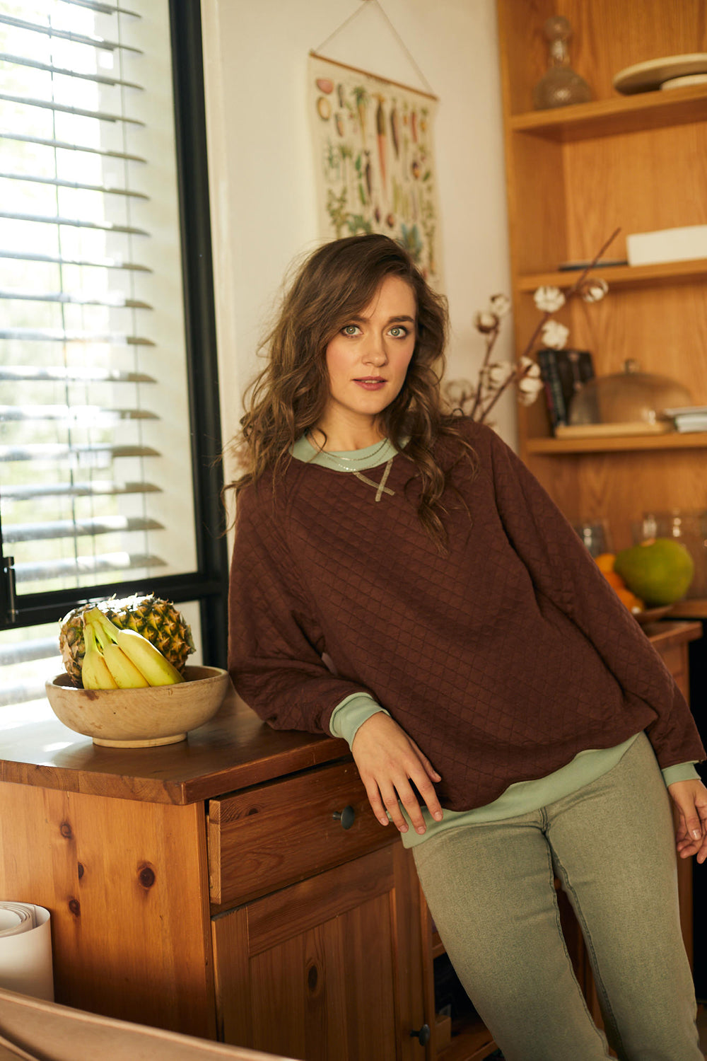 סווטשירט קווילט חום