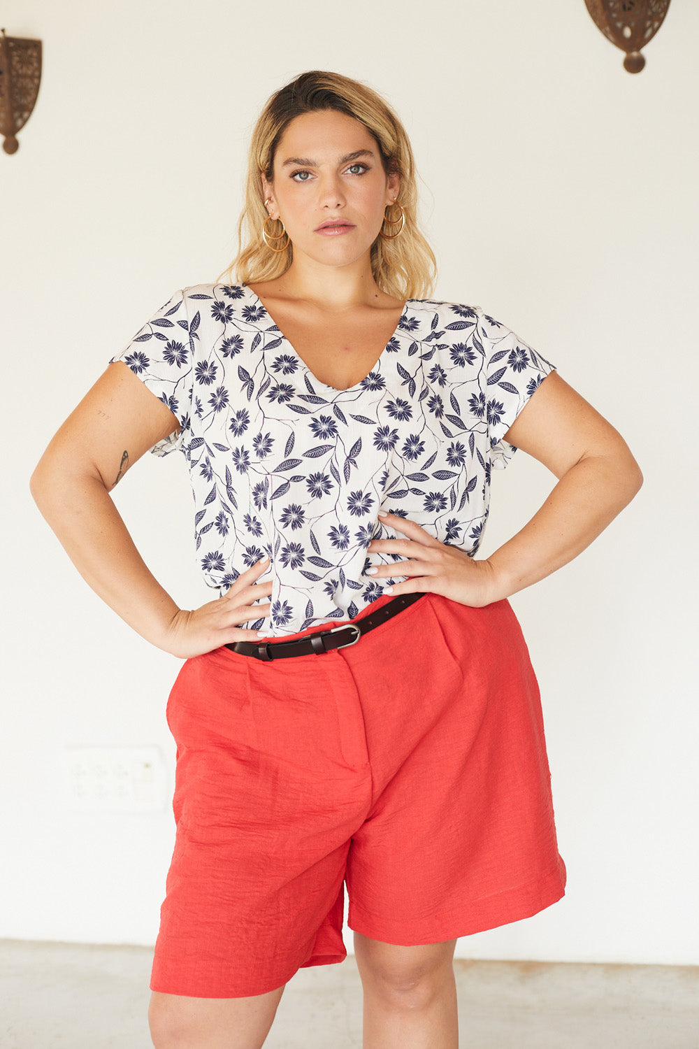 Veronica shirt with navy dots 