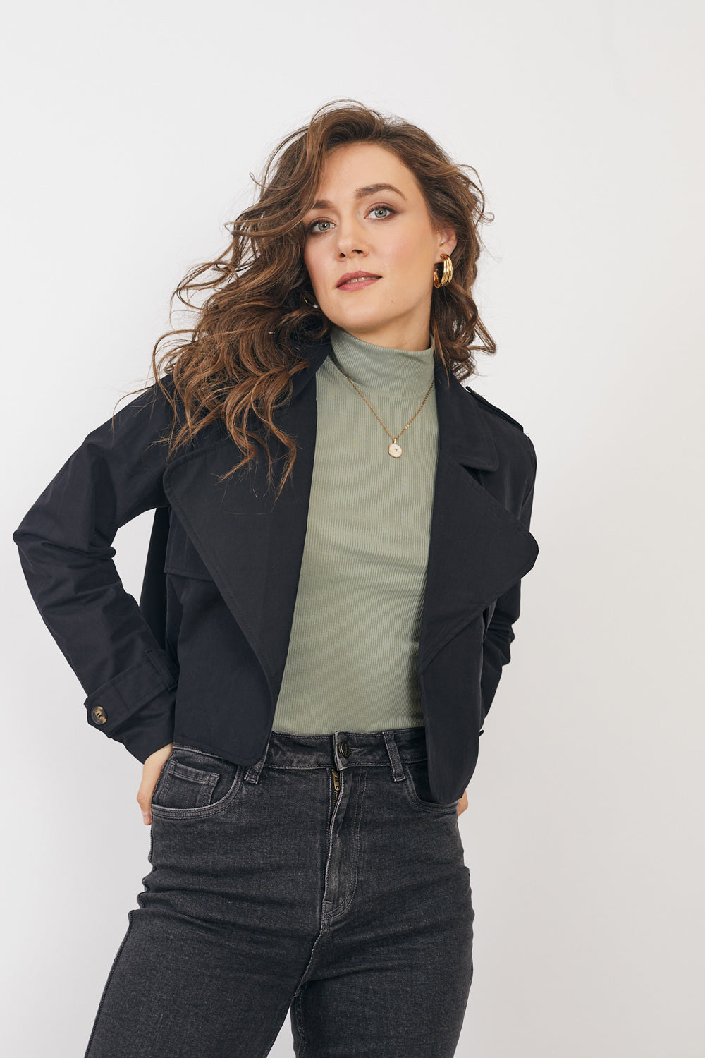 ג׳קט טרנץ׳ שחור