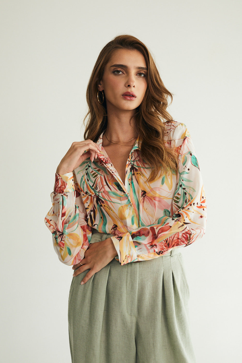 Chloe floral chiffon shirt 