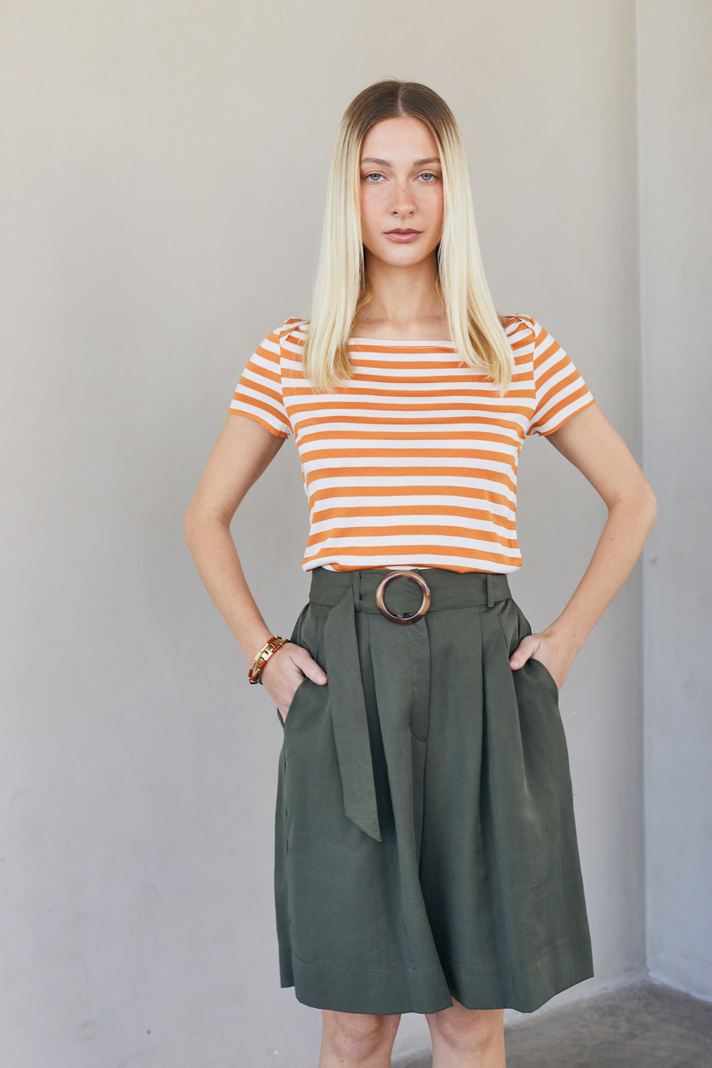 חולצת פרנקי פסים כתום לבן