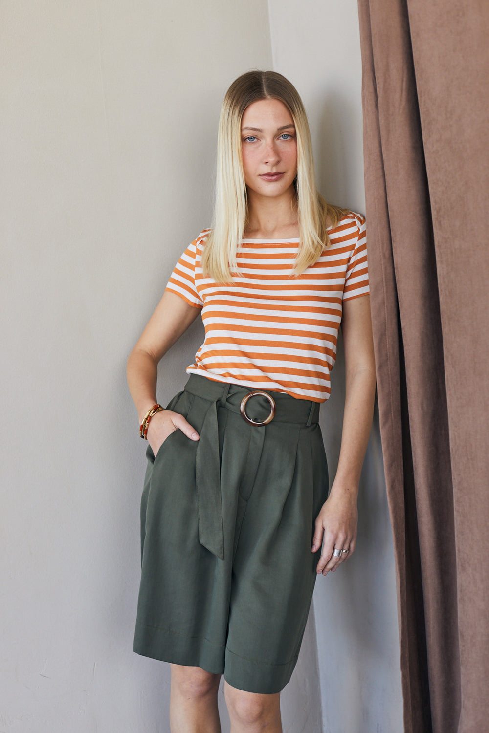 חולצת פרנקי פסים כתום לבן