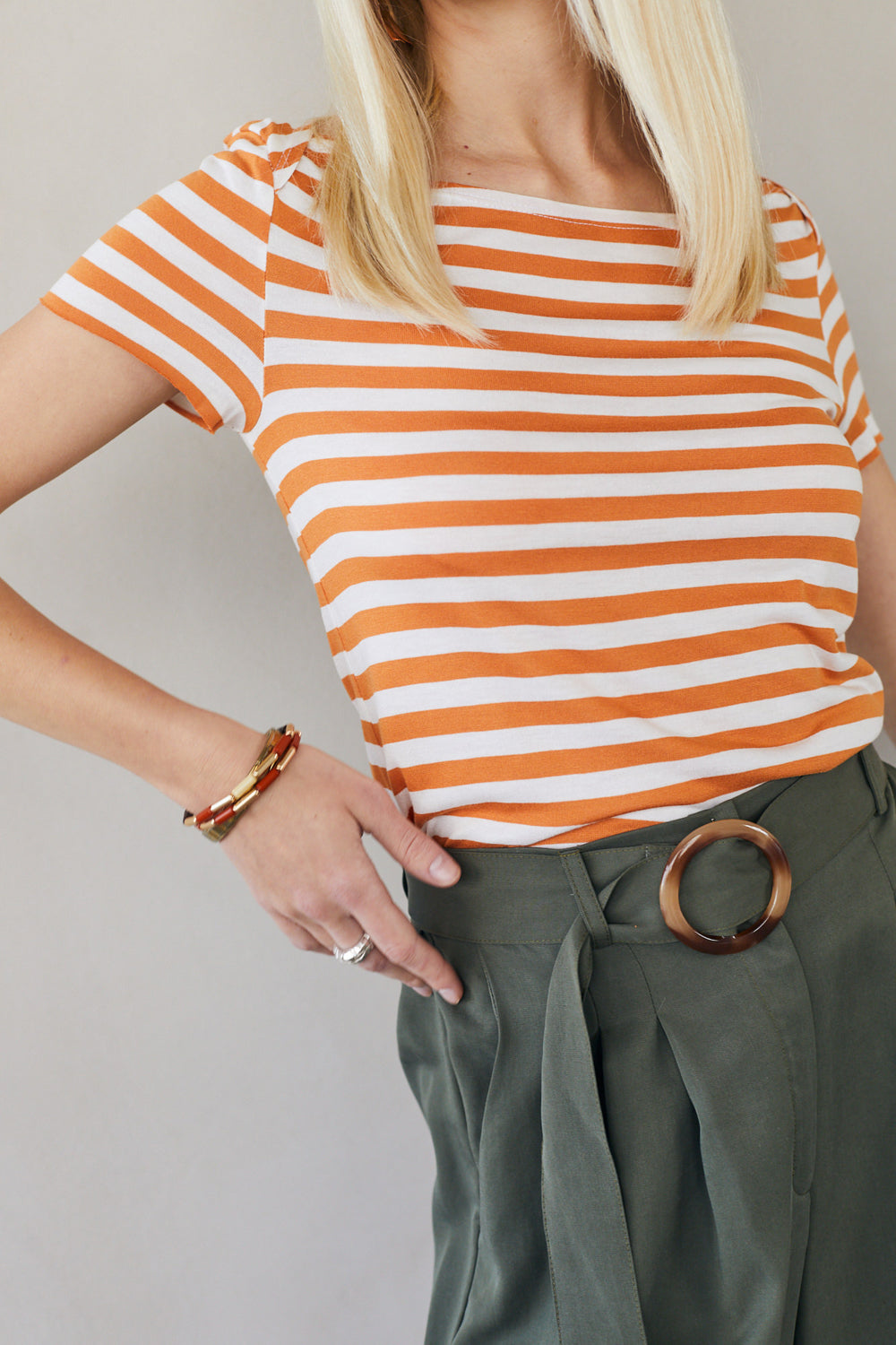 חולצת פרנקי פסים כתום לבן