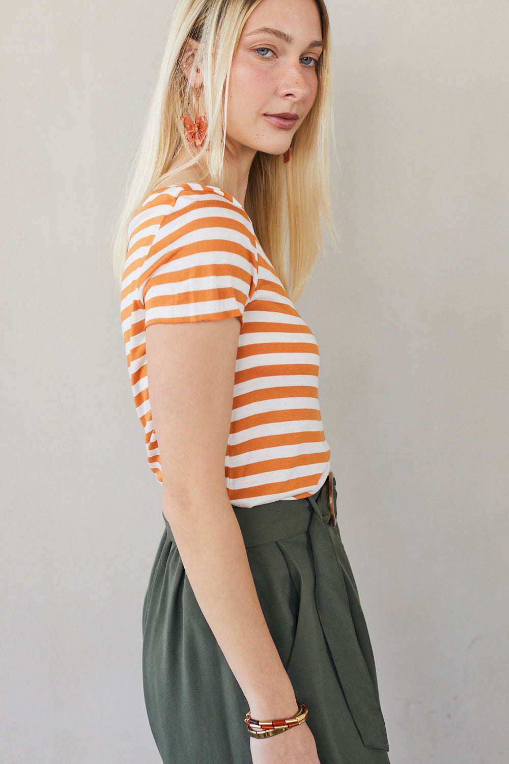 חולצת פרנקי פסים כתום לבן