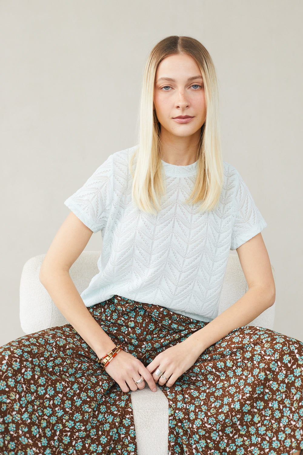 חולצת ג׳מה תחרה בצבע אקווה