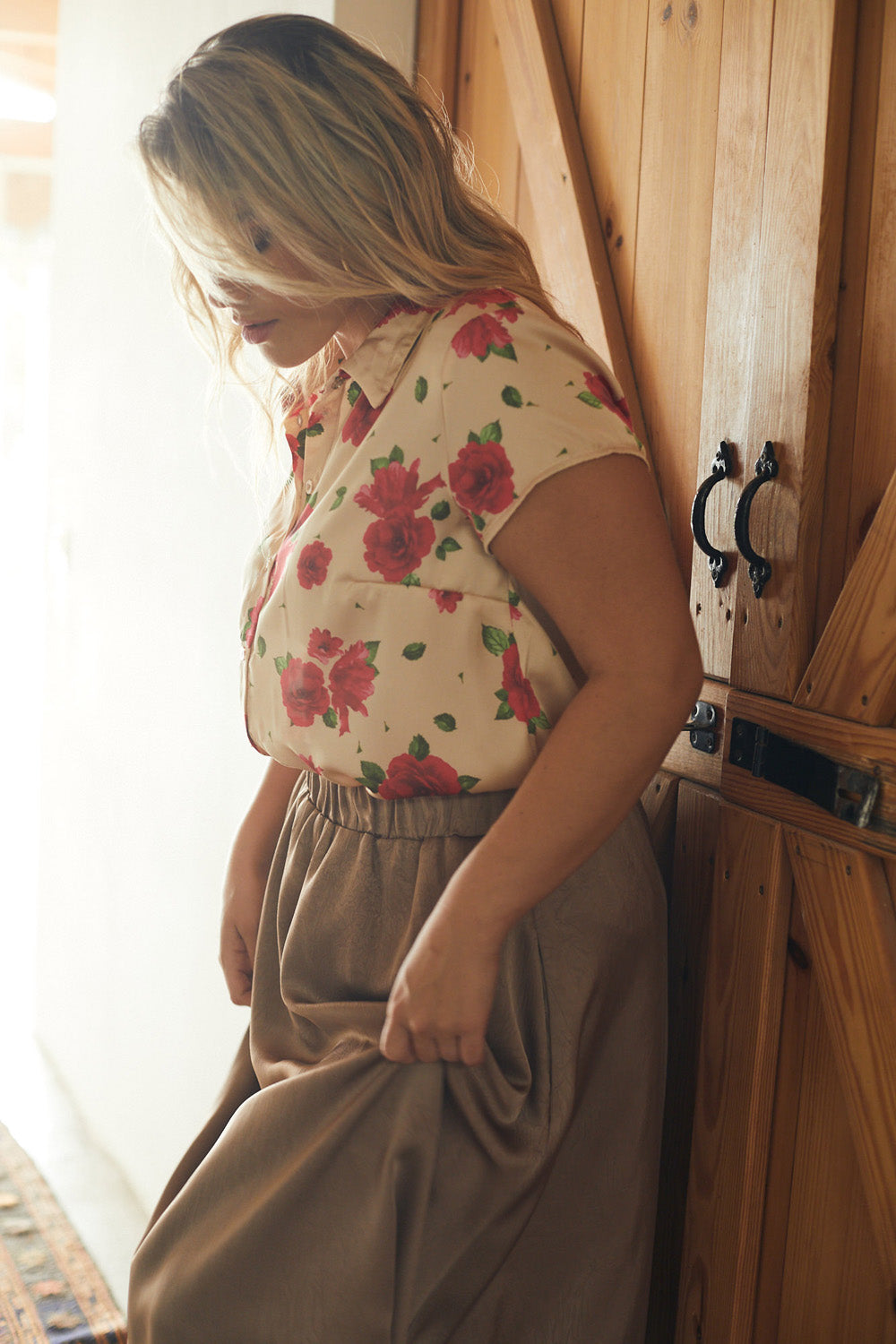Sherry linen shirt with stripe print 