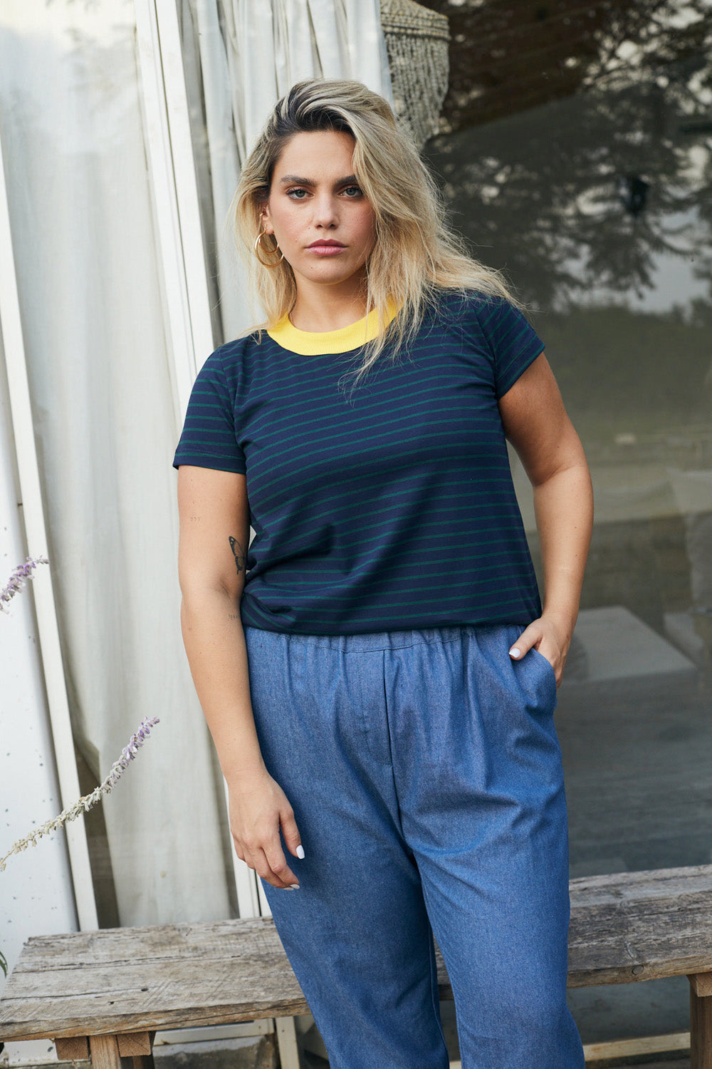 T-shirt Kerry Stripes Navy Beige