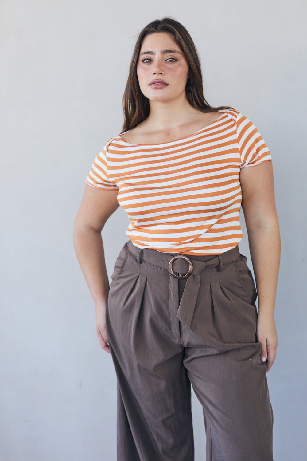 חולצת פרנקי פסים כתום לבן