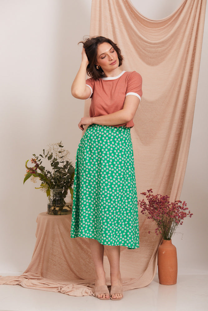 חצאית סנדי פרחונית ירוקה