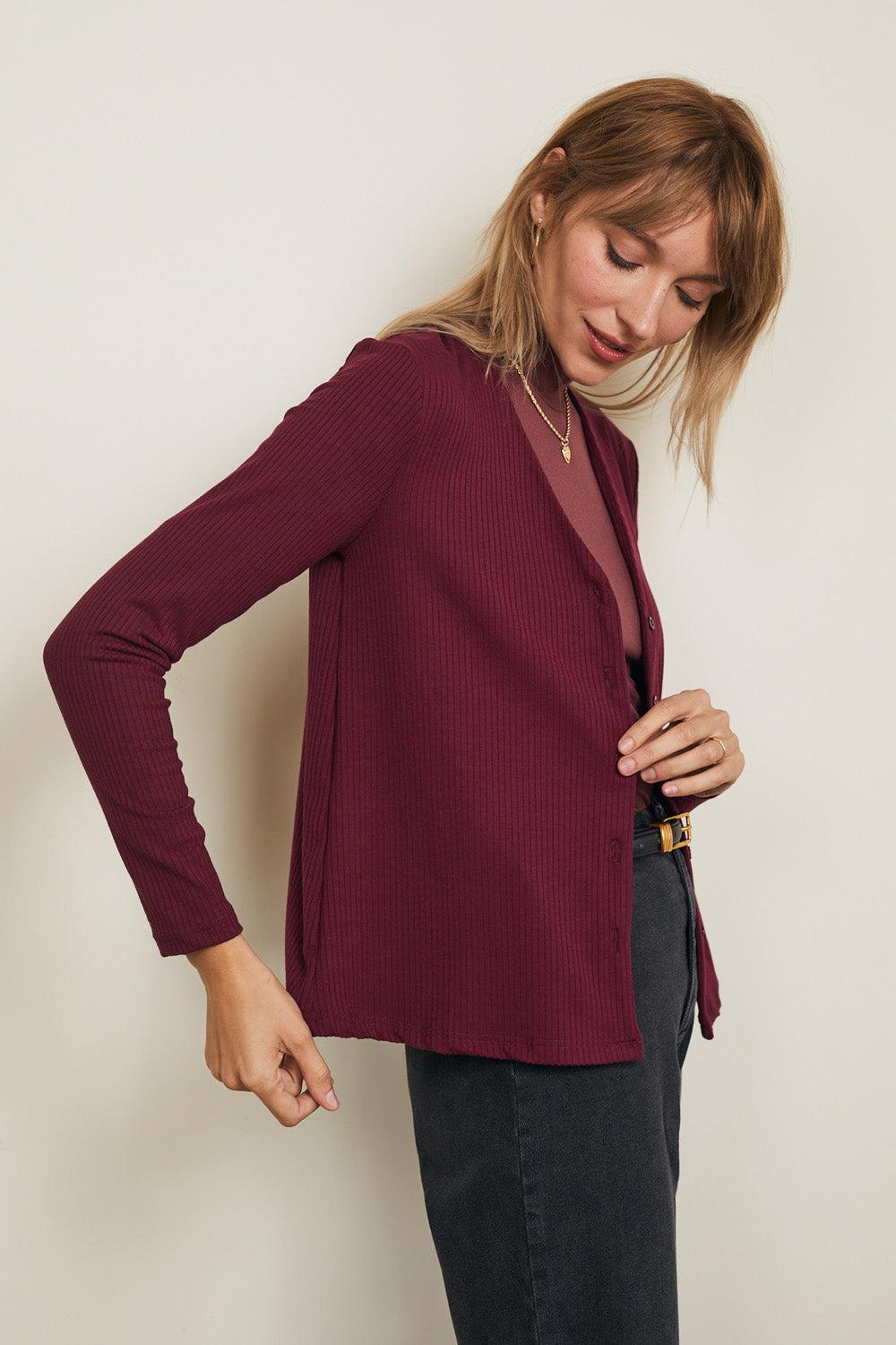 חולצת קרוליין בורדו