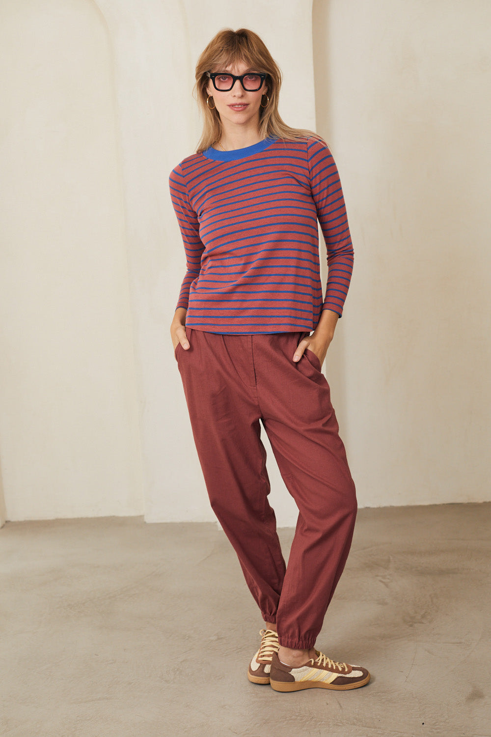 Crimson striped red purple knit