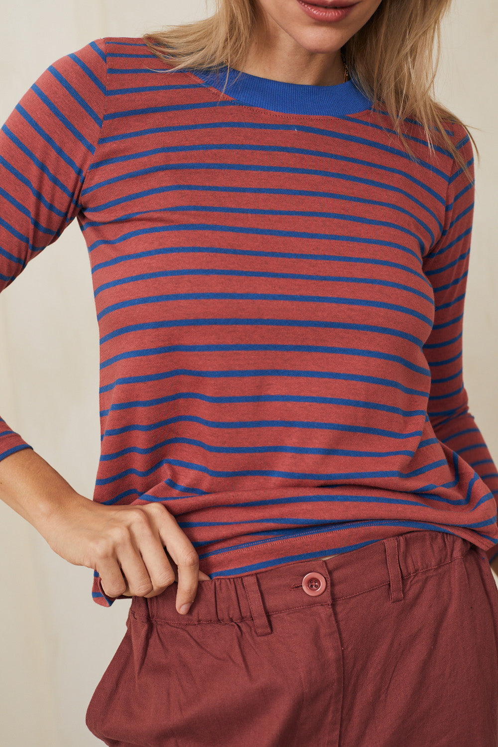 Crimson striped red purple knit