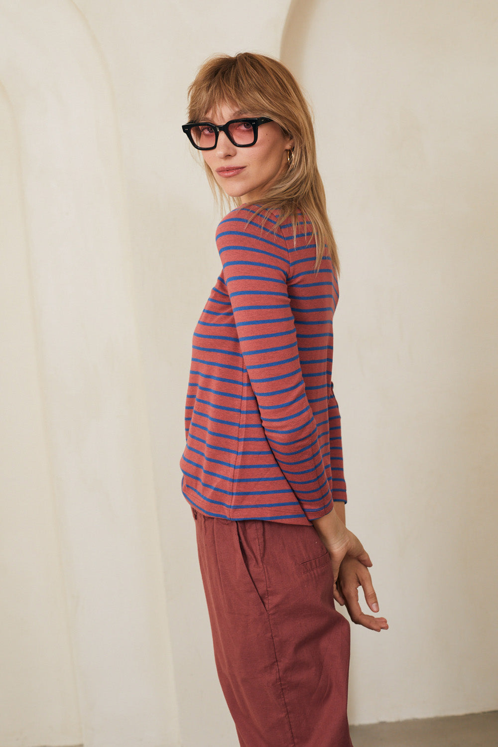 Crimson striped red purple knit