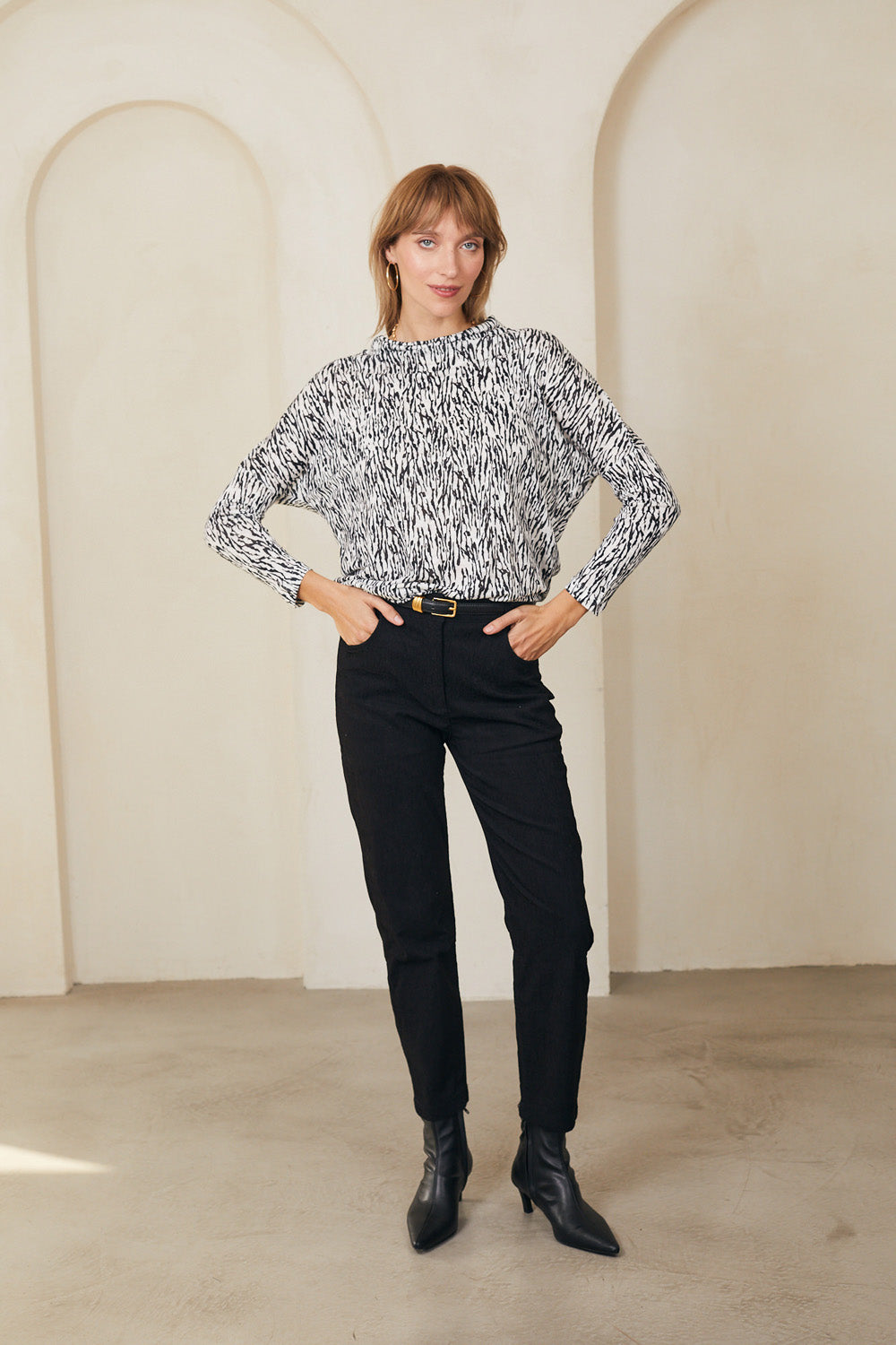 Printed linen fiona knit