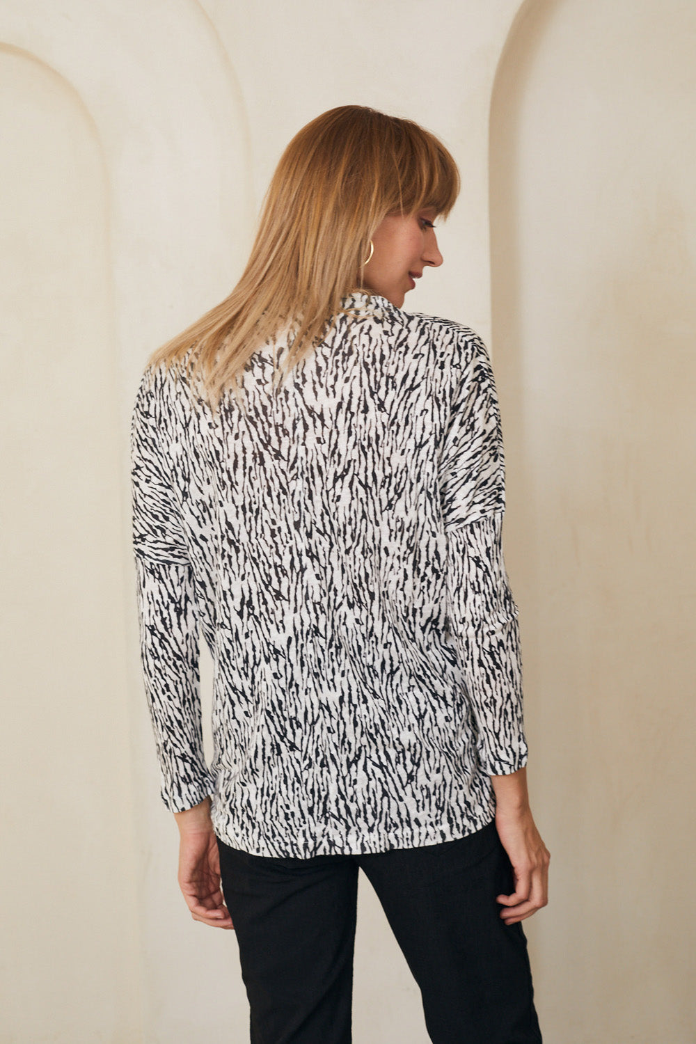 Printed linen fiona knit
