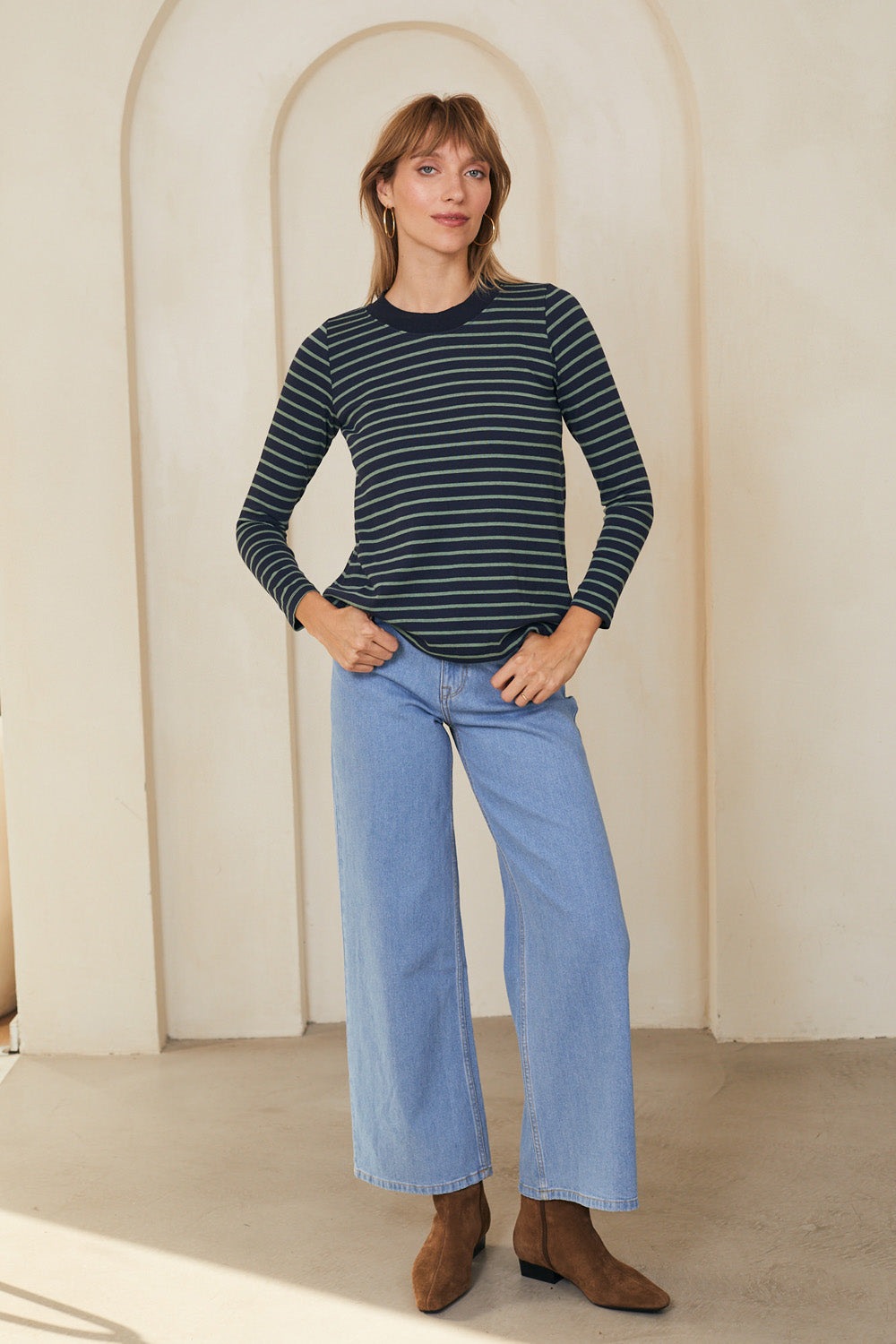 חולצת קרי ארוכה פס ירוק