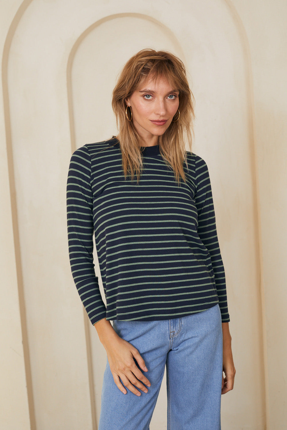 חולצת קרי ארוכה פס ירוק