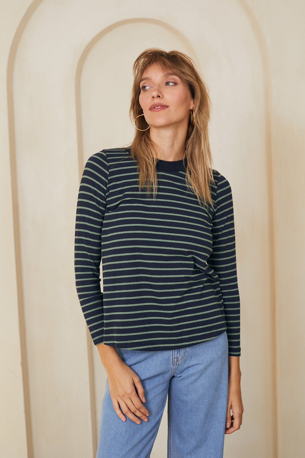 חולצת קרי ארוכה פס ירוק