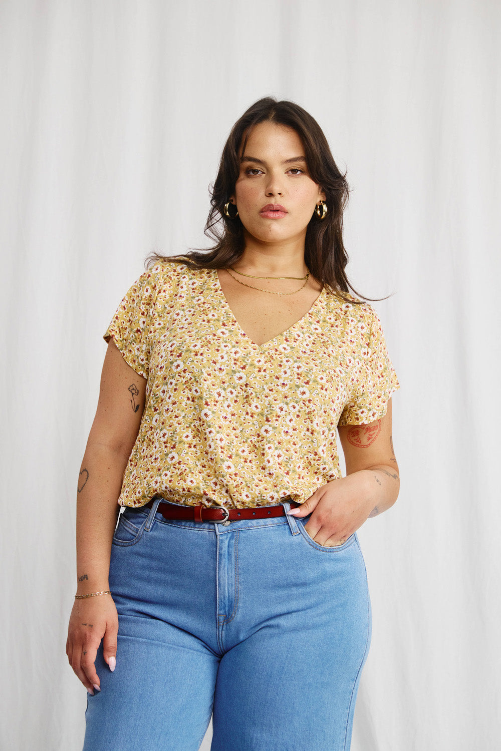 Veronica shirt with navy dots 