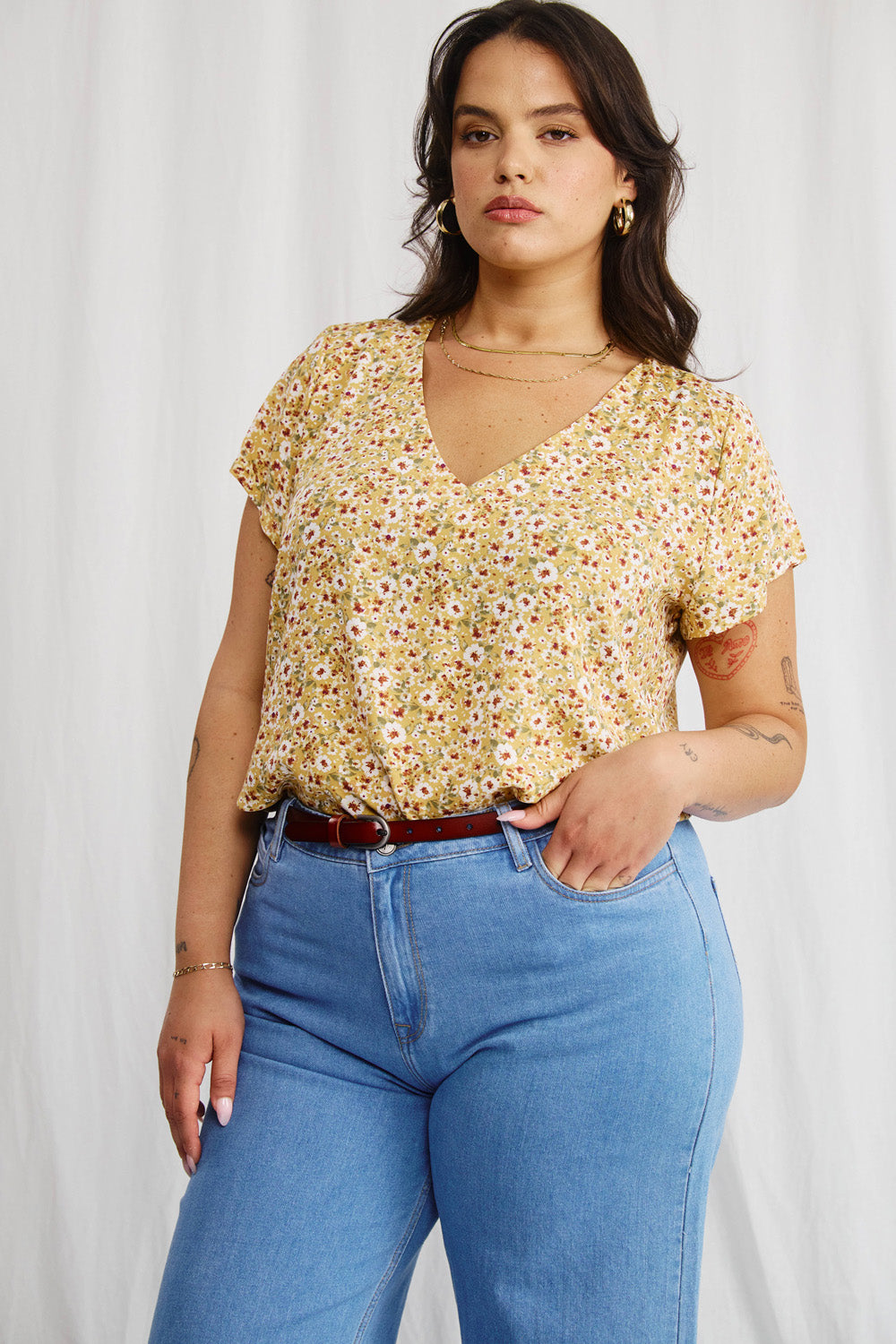 Veronica shirt with navy dots 