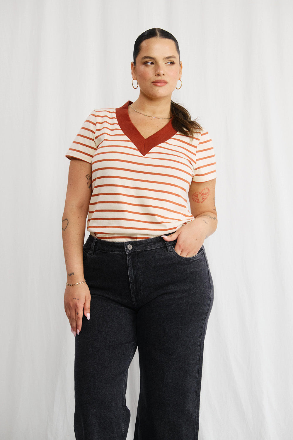 Sandra beige striped shirt