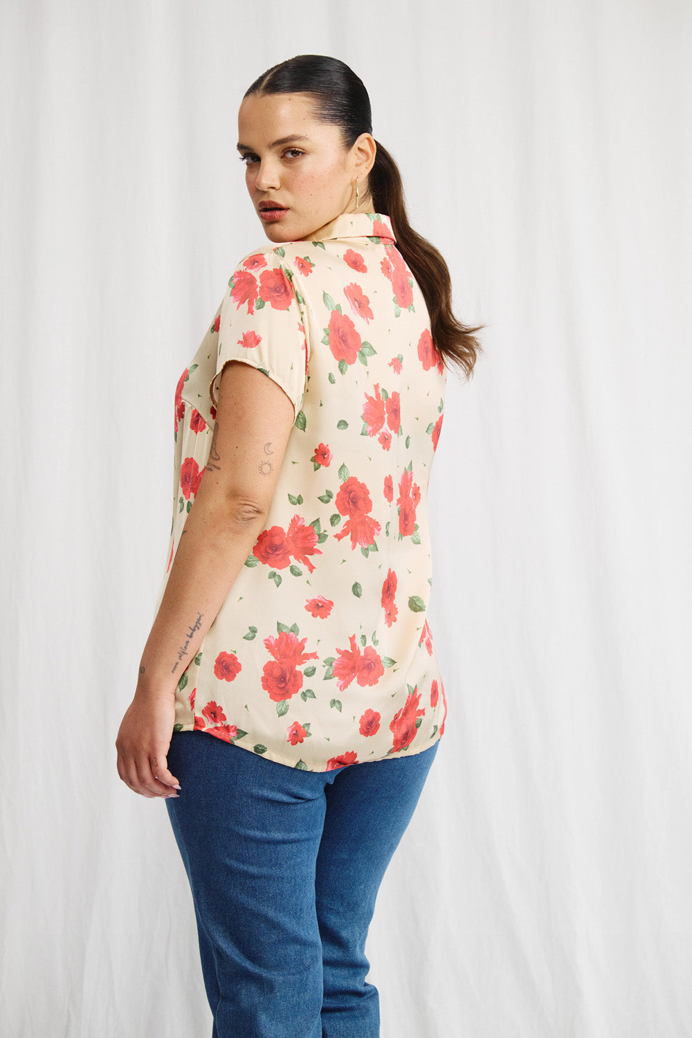 Sherry linen shirt with stripe print 
