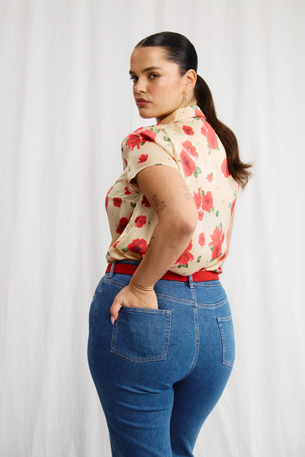 Sherry linen shirt with stripe print 