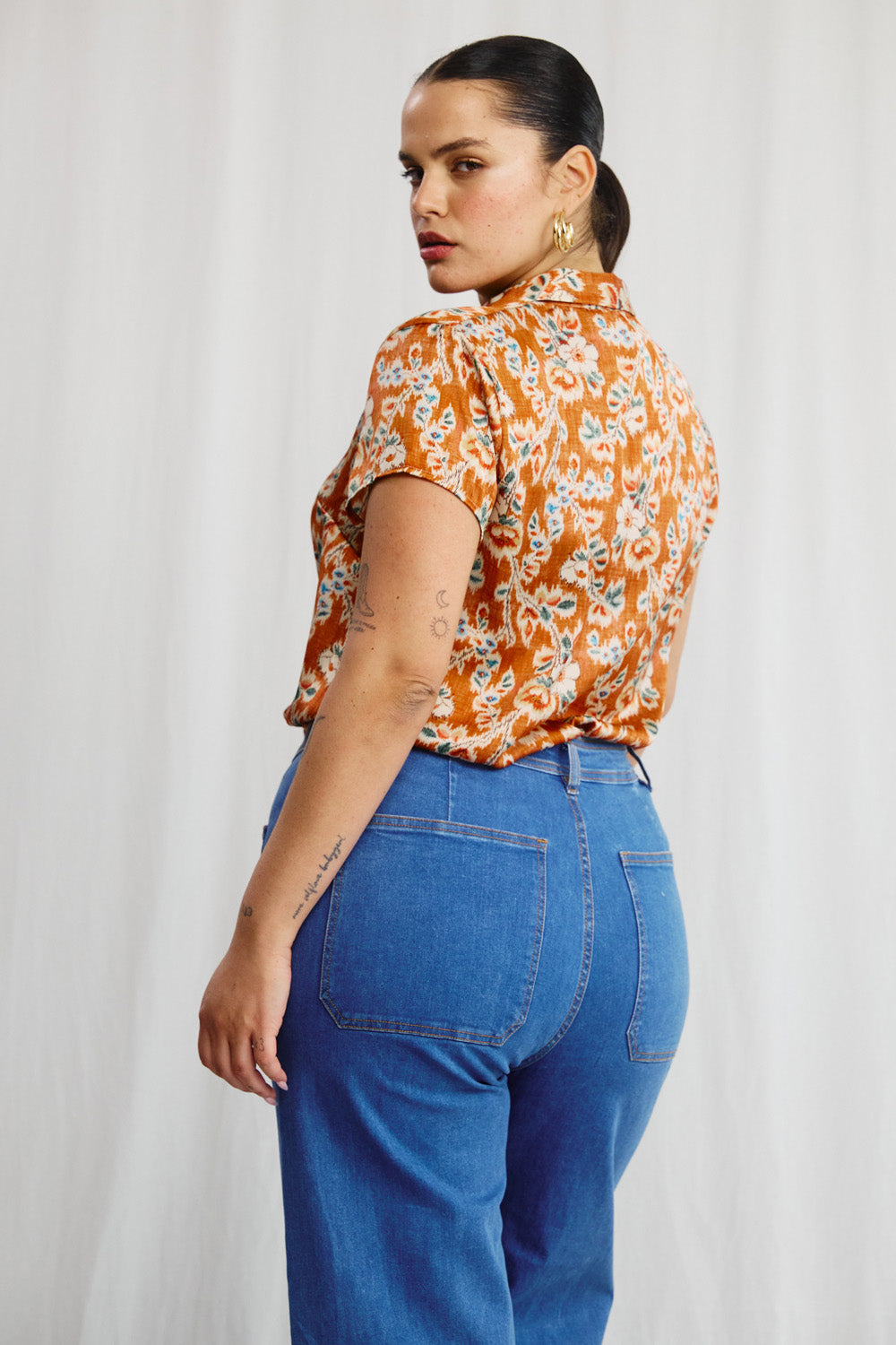 Sherry linen shirt with stripe print 