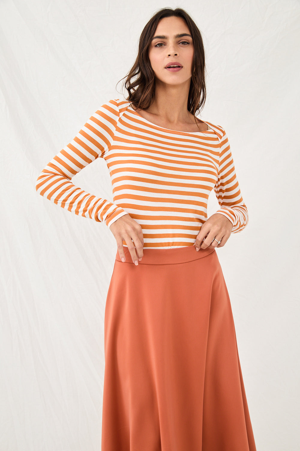 Orange and white striped Francesca shirt