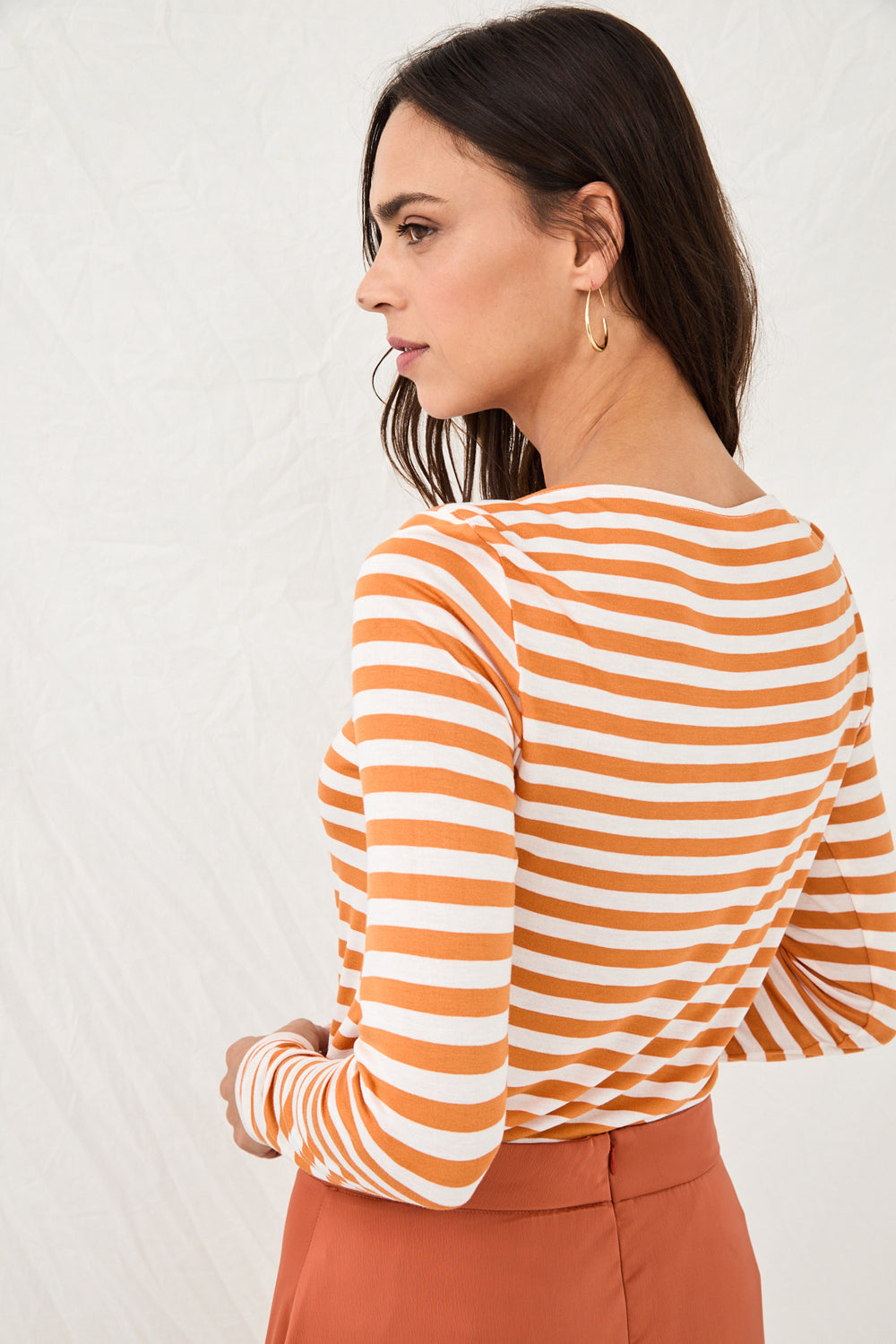 Orange and white striped Francesca shirt