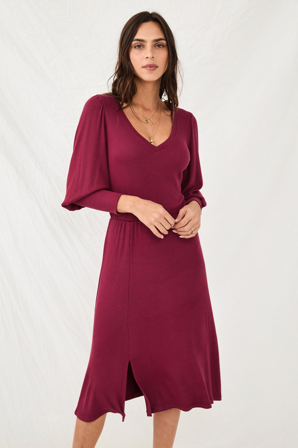 Doreen dress in Merlot color