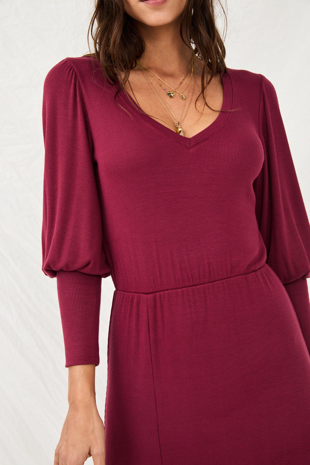 Doreen dress in Merlot color