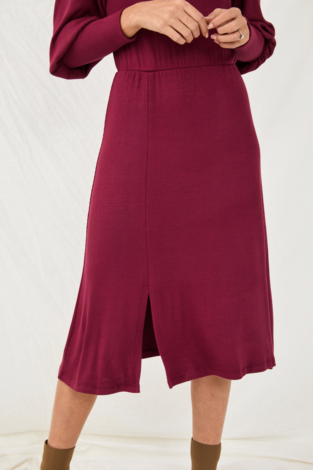 Doreen dress in Merlot color