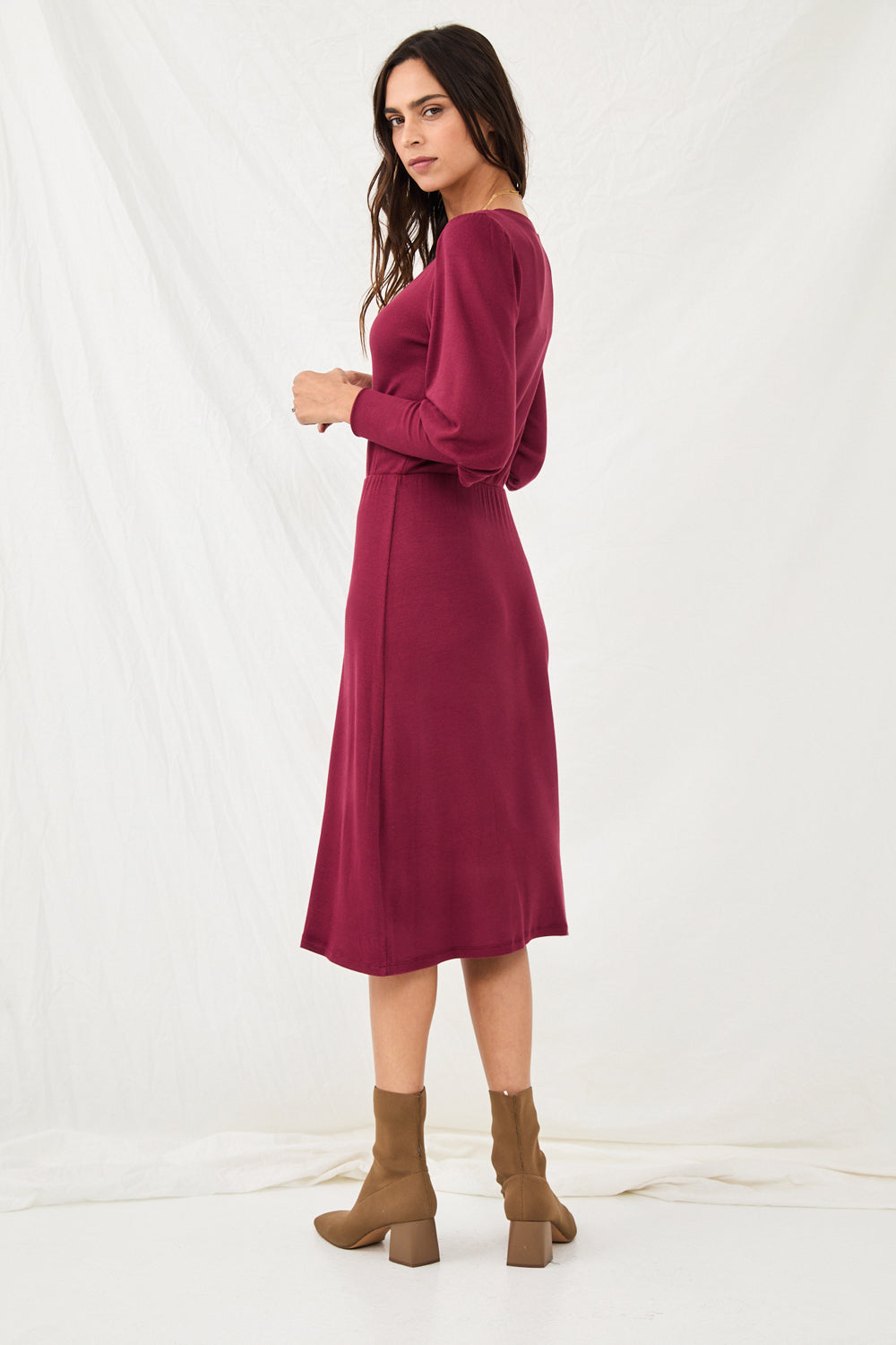 Doreen dress in Merlot color