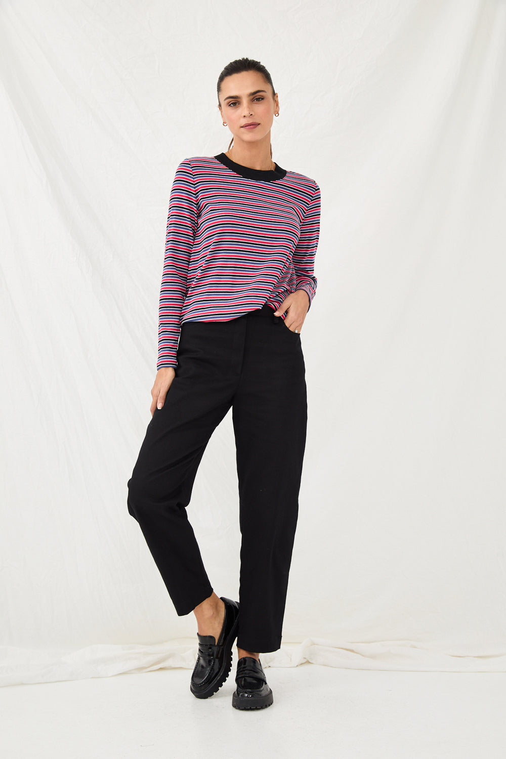 Crimson striped red purple knit