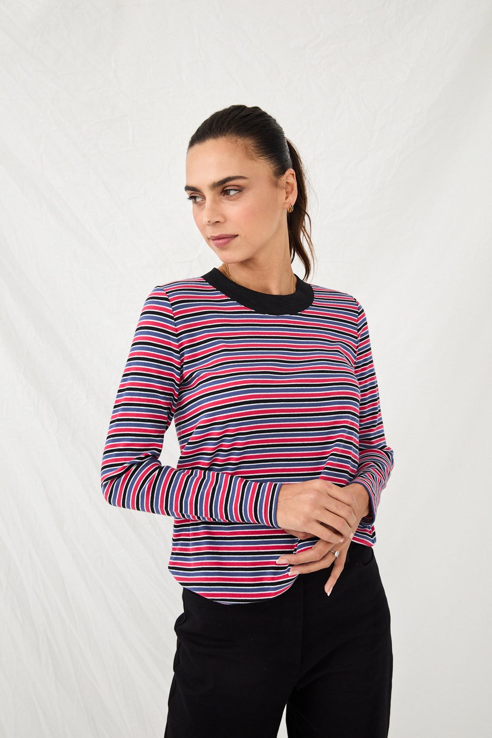 Crimson striped red purple knit