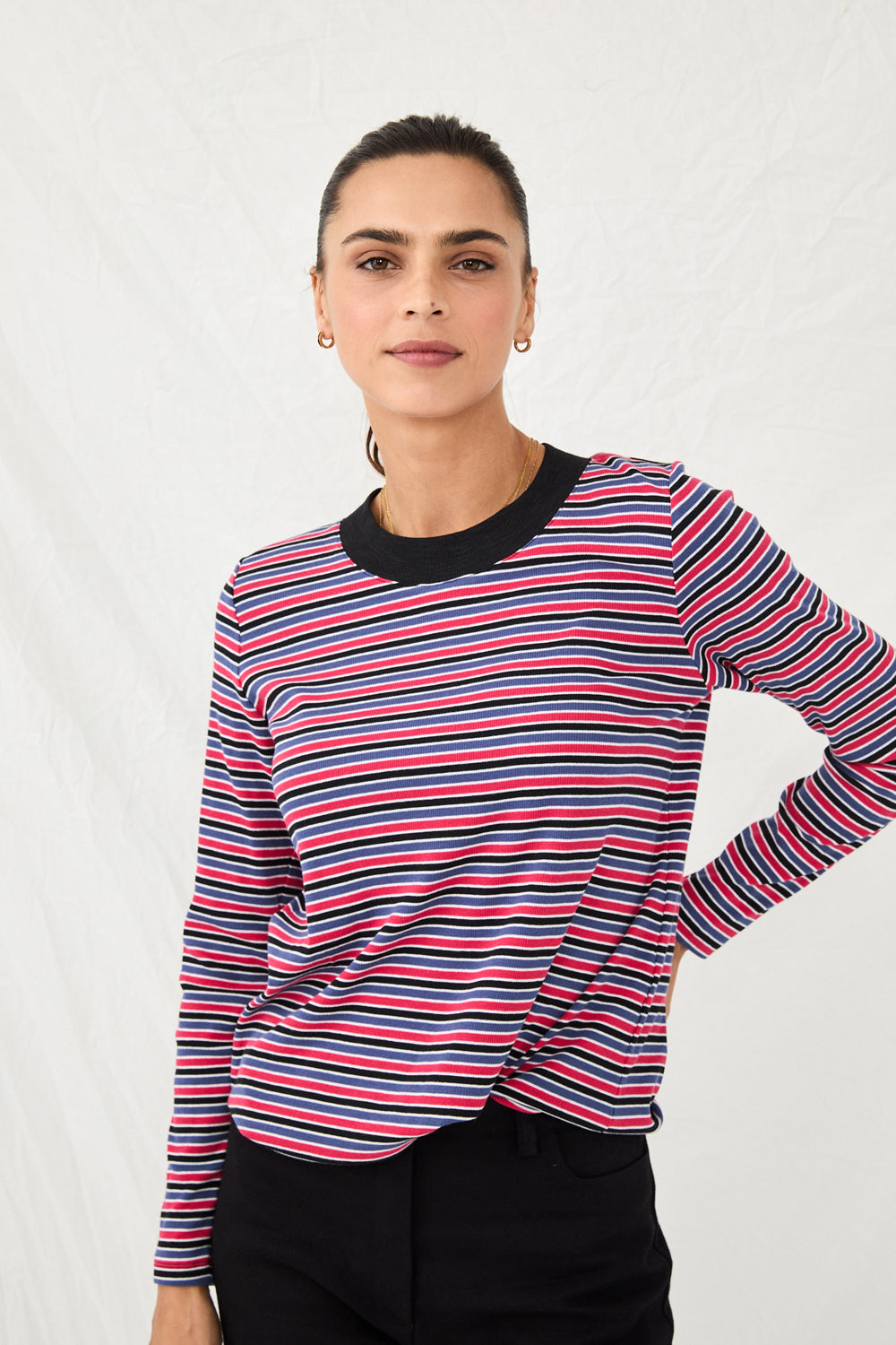 Crimson striped red purple knit