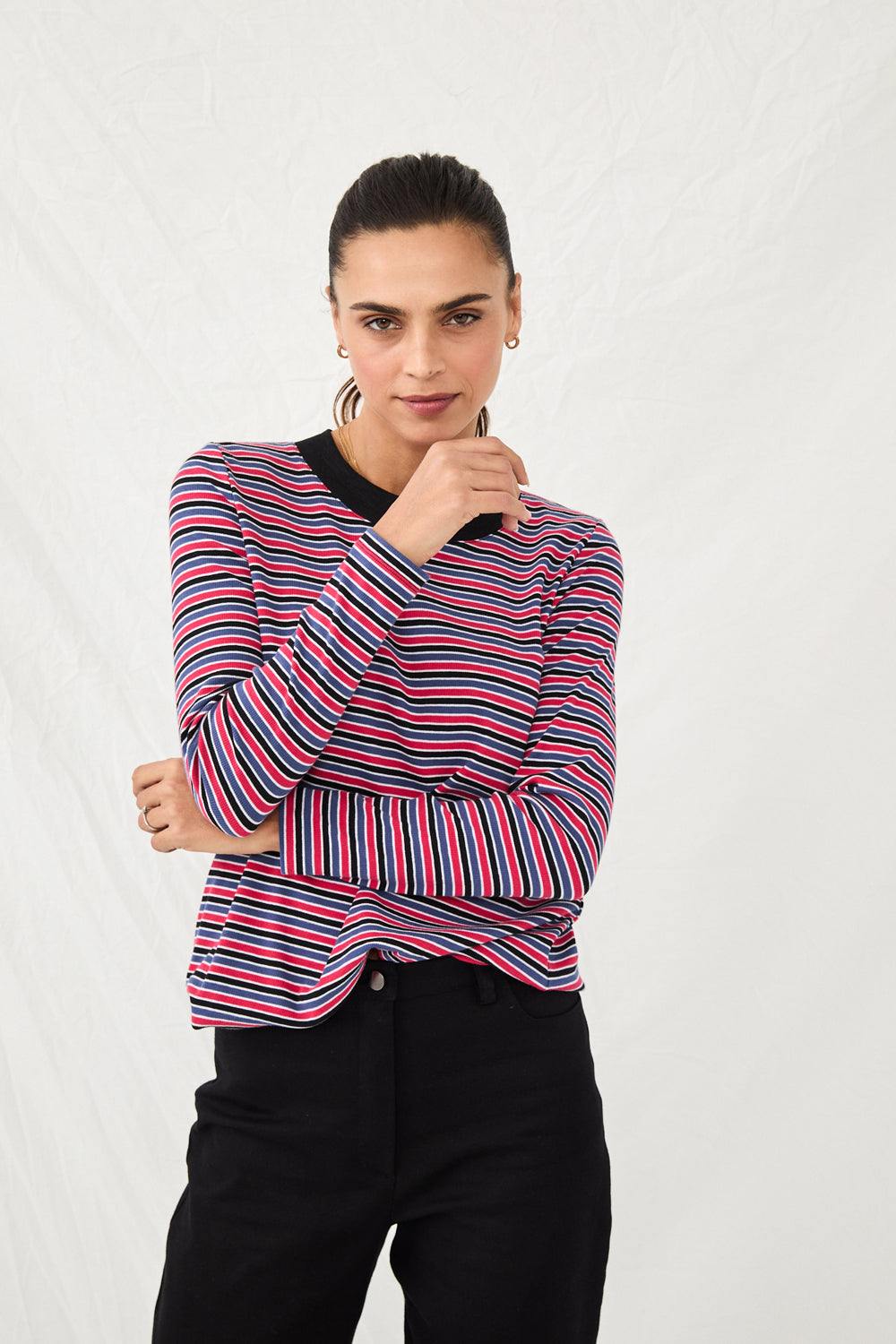 Crimson striped red purple knit