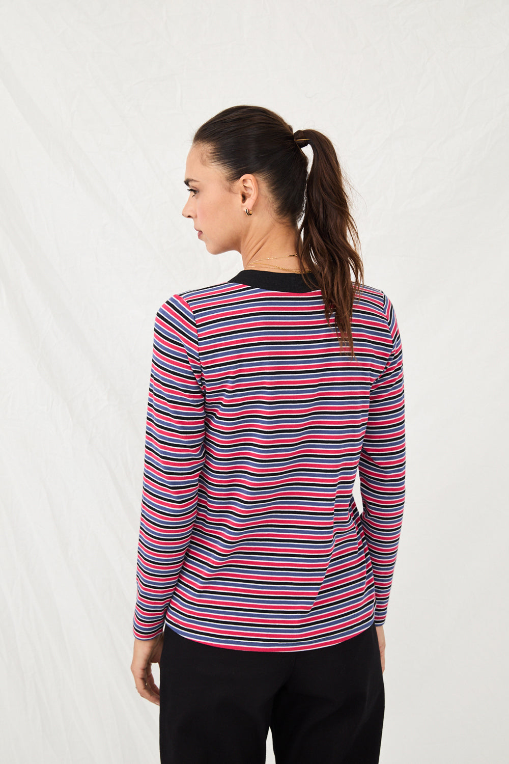 Crimson striped red purple knit