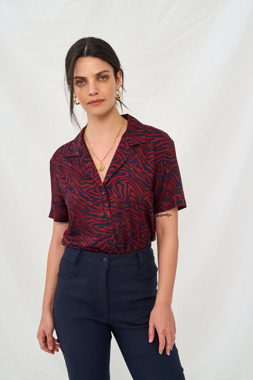 Alia blouse with a mezbora print 