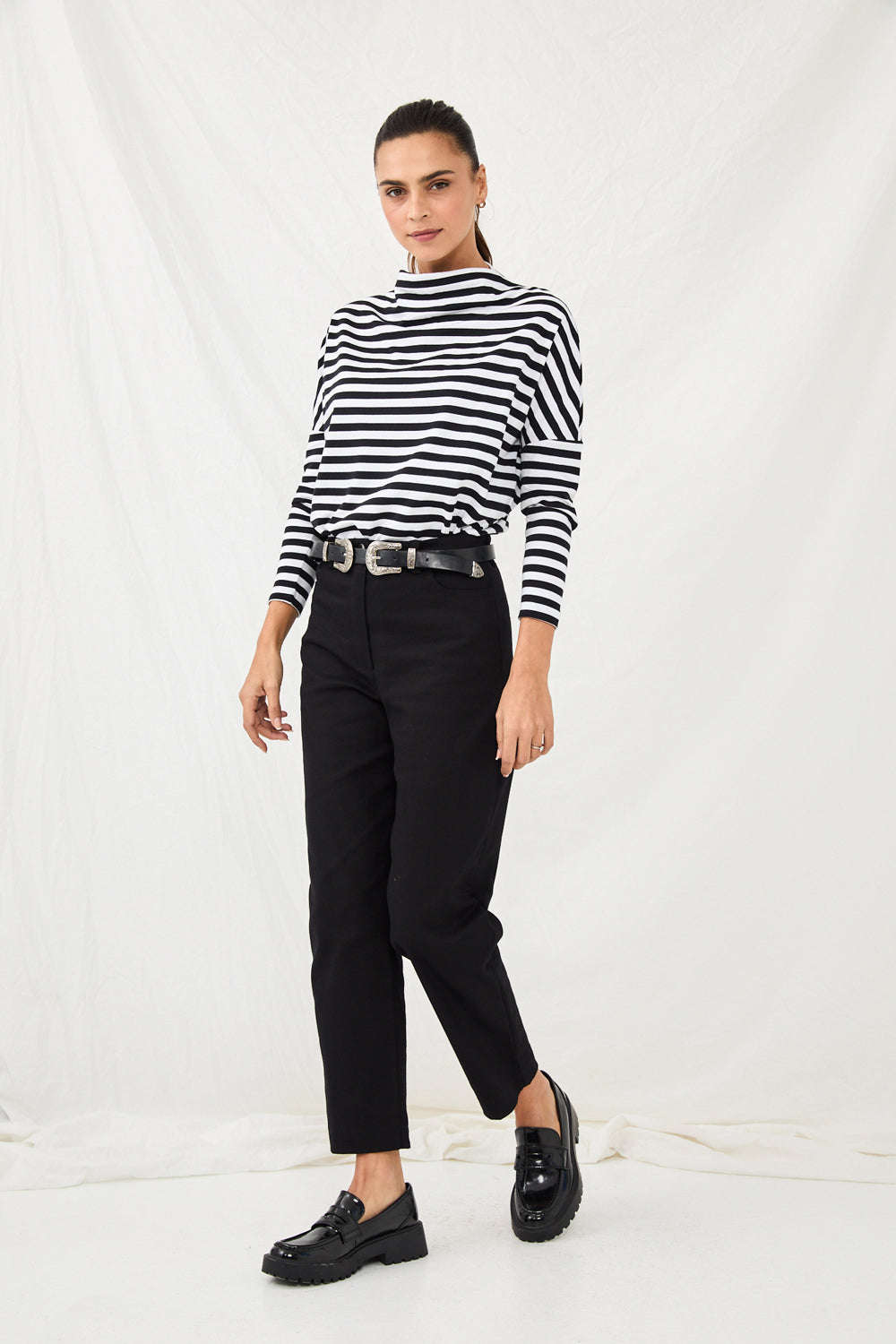 Black and white striped Fiona knit