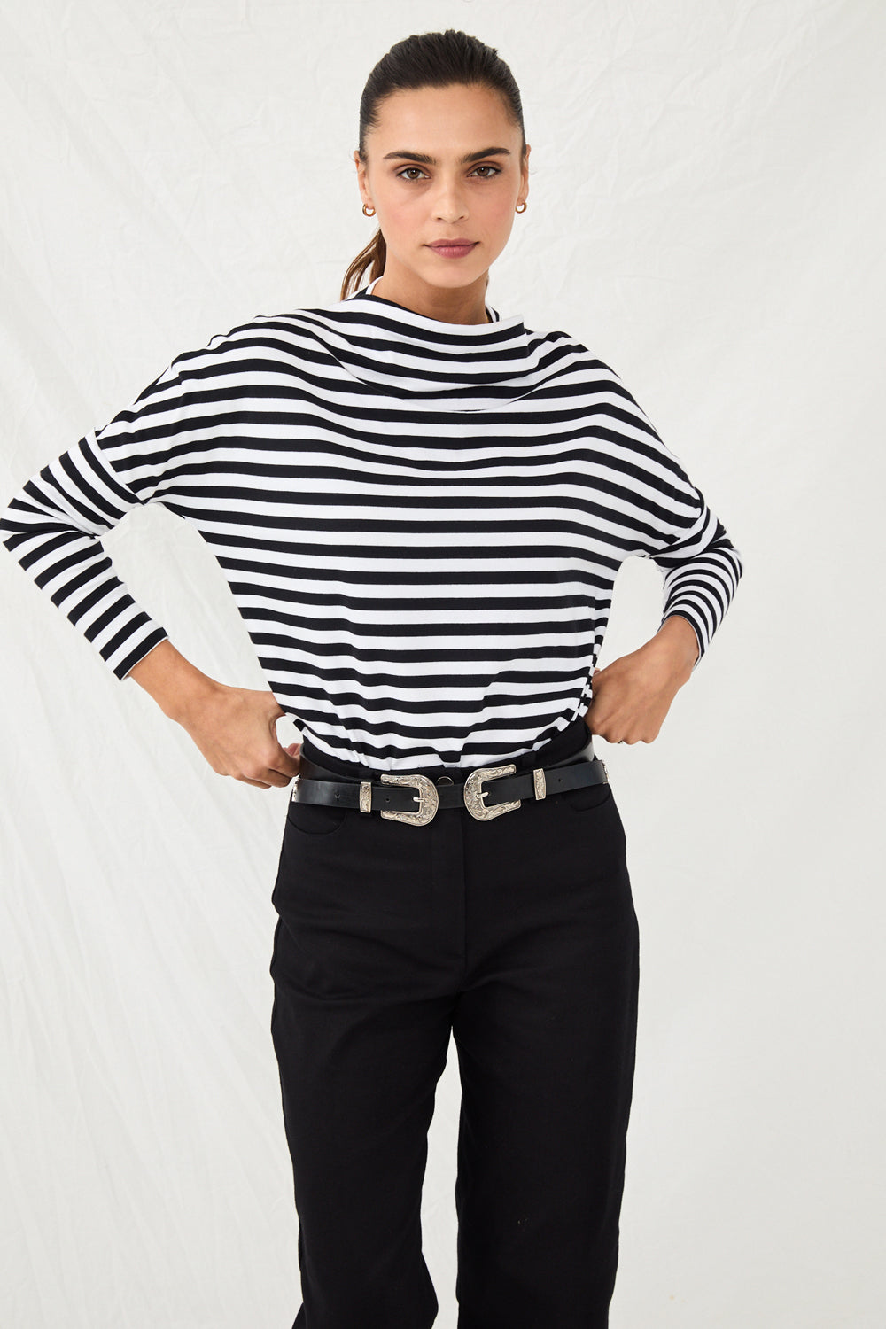 Black and white striped Fiona knit