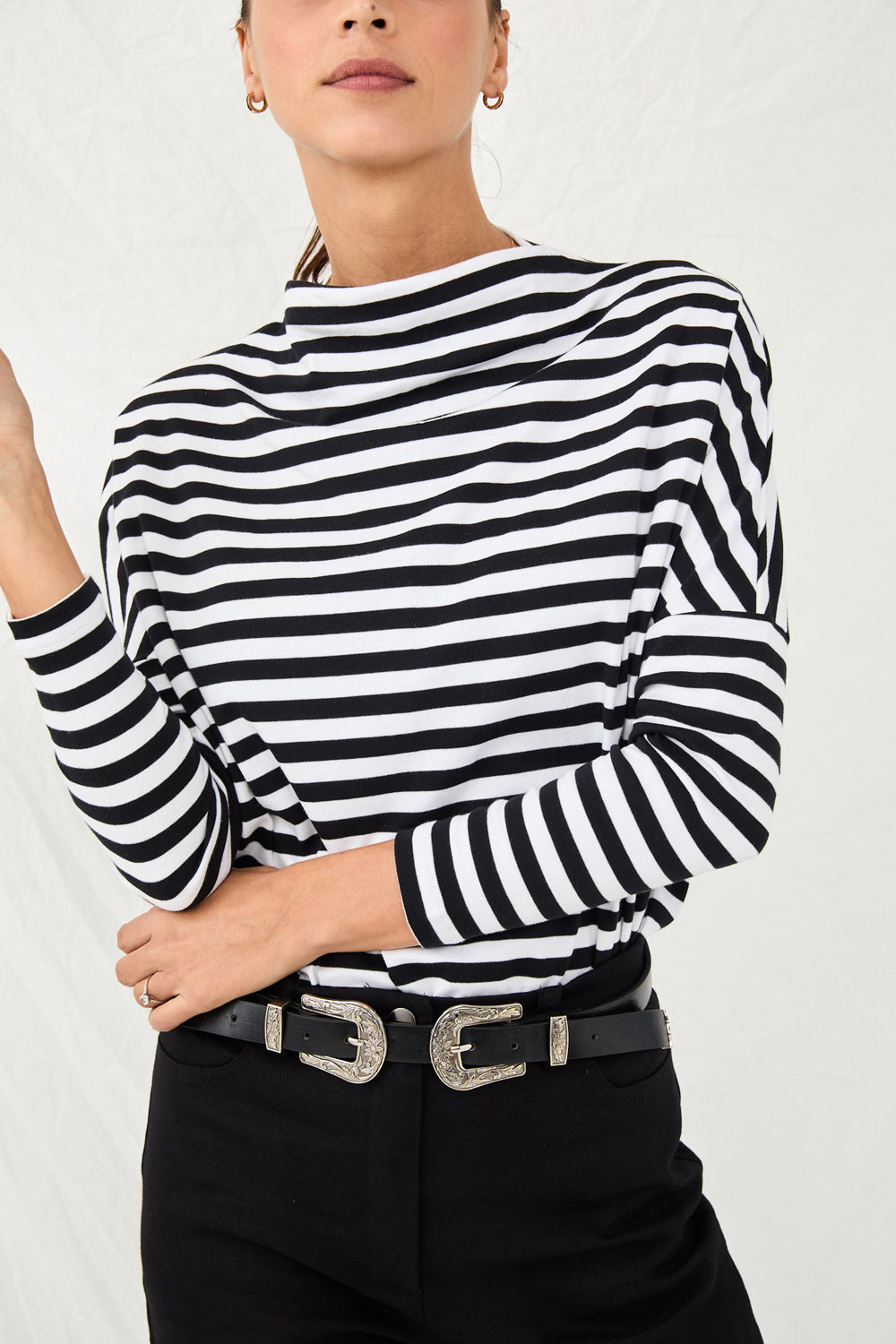 Black and white striped Fiona knit