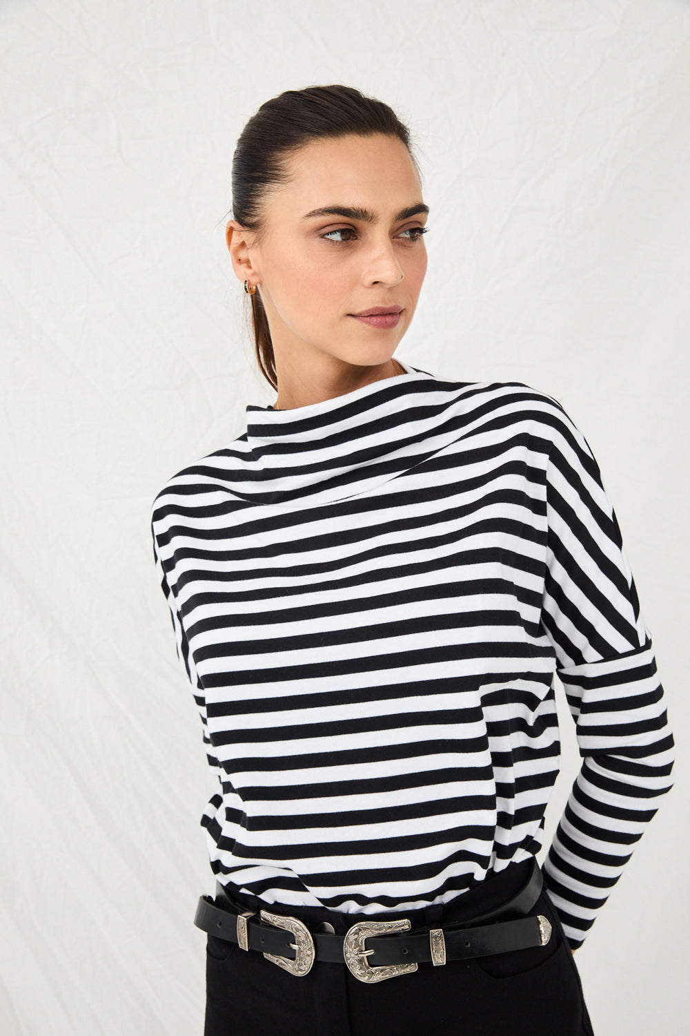 Black and white striped Fiona knit