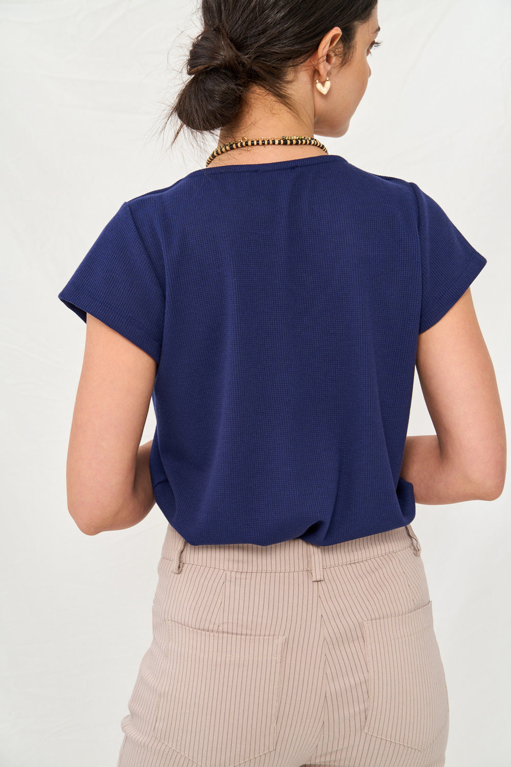 Navy Veronica Waffle shirt 