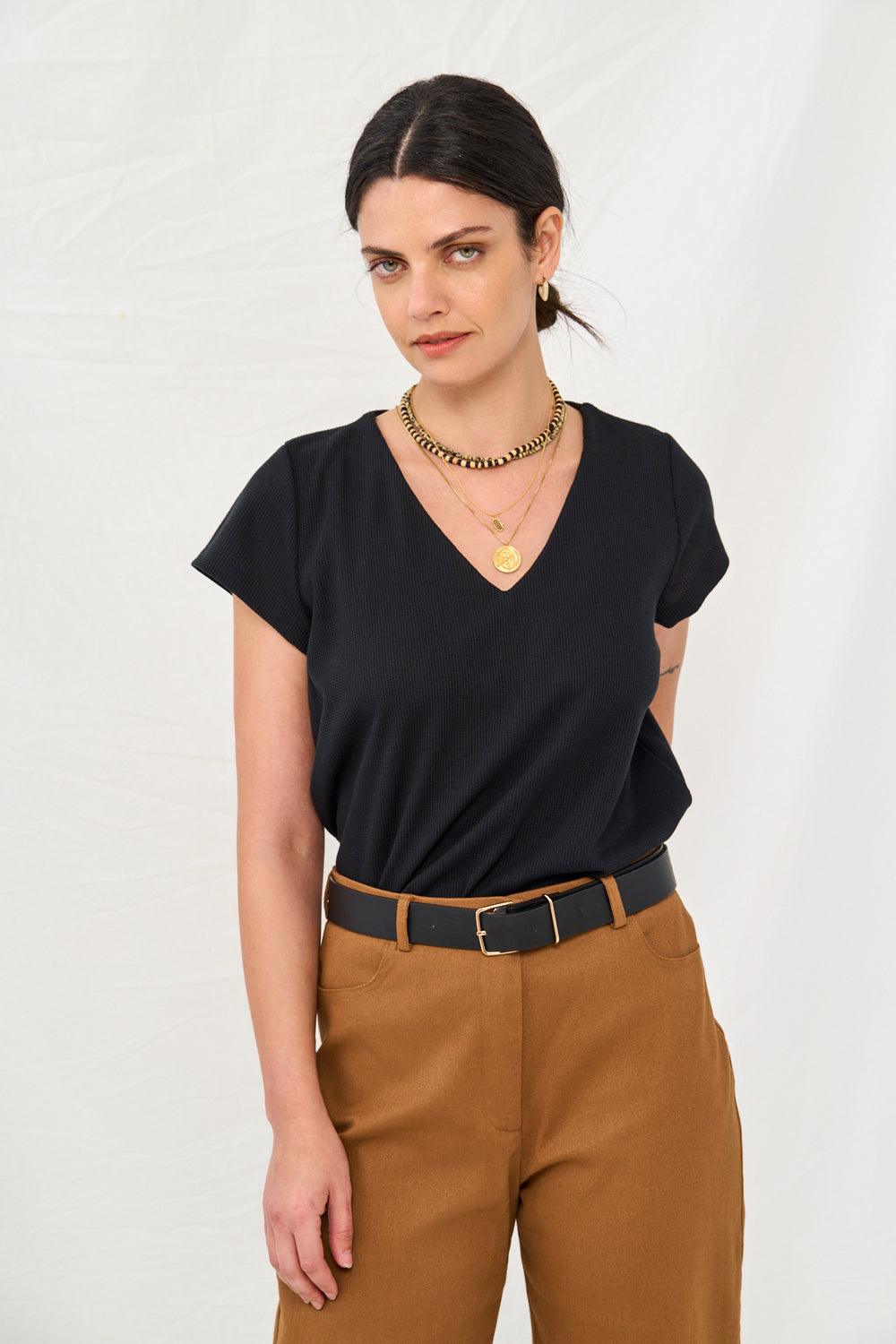 Veronica waffle black shirt 