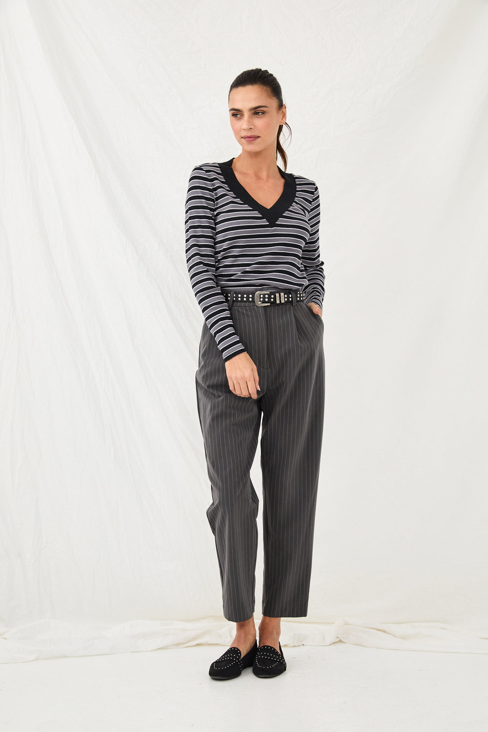 Gray/black striped Collins knit