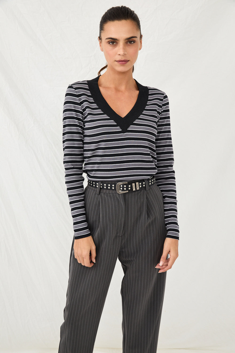 Gray/black striped Collins knit