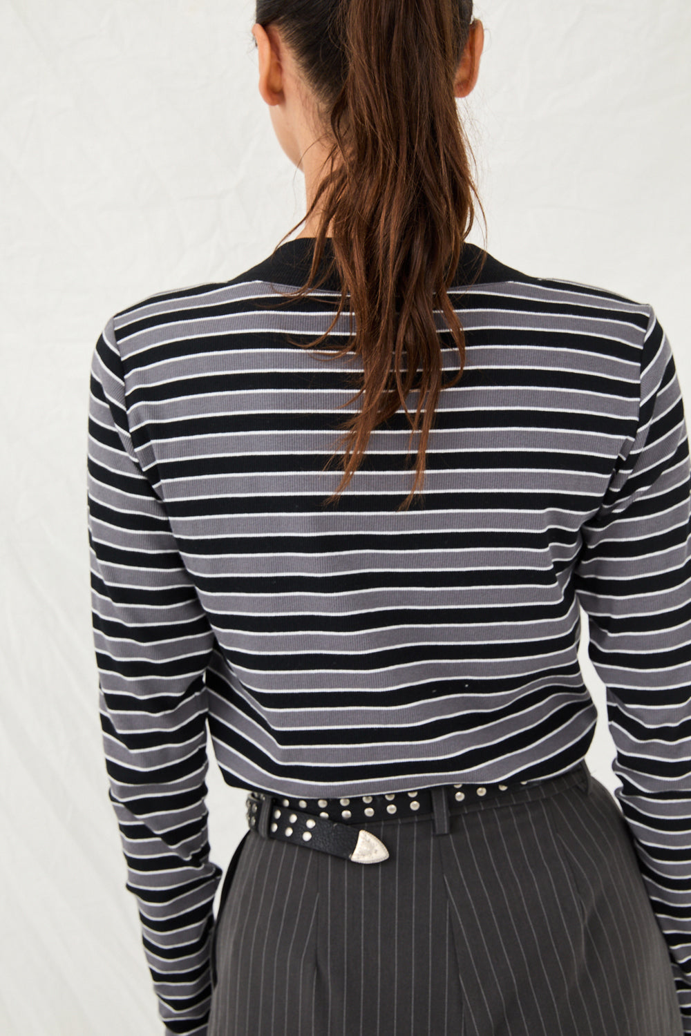 Gray/black striped Collins knit