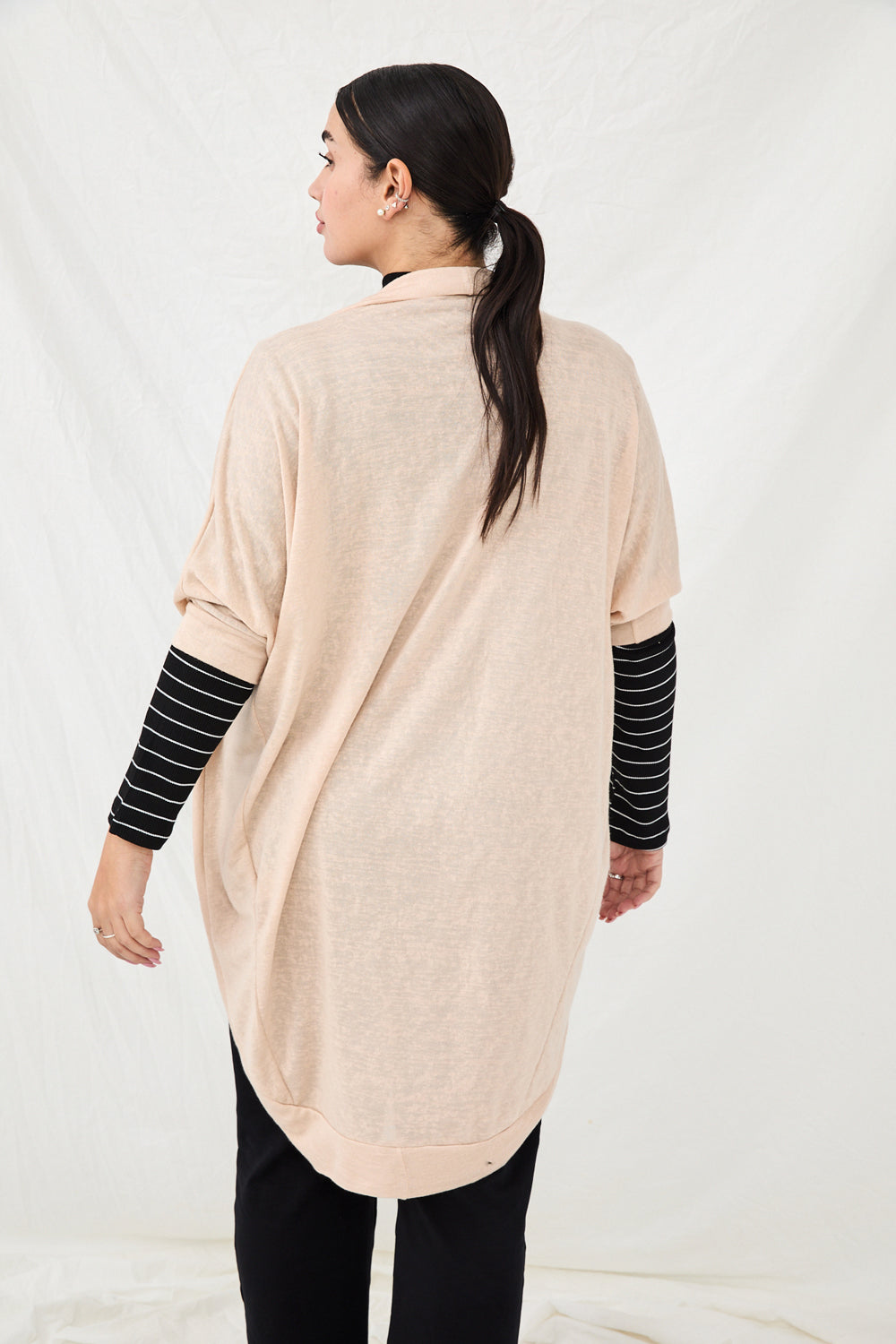 Cream colored linen cardigan top 